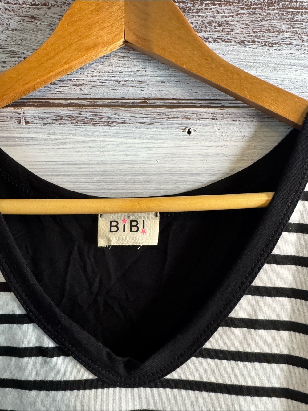 BiBi Black & White Striped Sleeveless Top with Pearl-Trim Tulle Ruffles - Picture 4 of 5